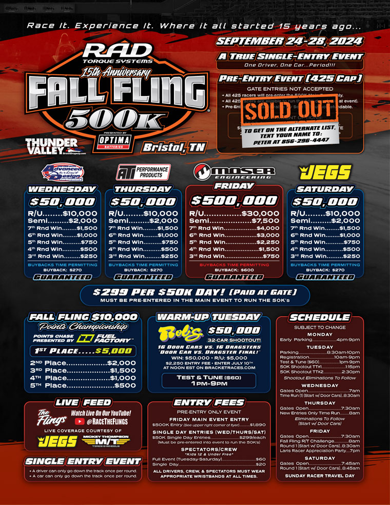 2024 Fall Fling 500k is sold out